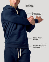Navy Fleece French Terry Pullover Hoodie