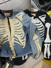 24SS KAPITAL Kazuhiro Hirata Double sided Denim Denim Heavy duty Bone Embroidered Loose Jacket Coat