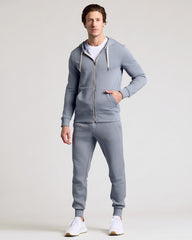 Dusty Blue Fleece French Terry Zip Hoodie