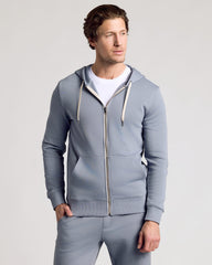 Dusty Blue Fleece French Terry Zip Hoodie