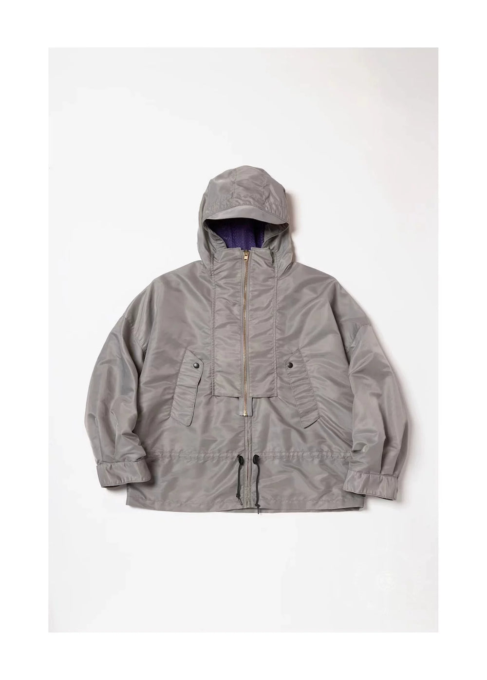 23SS KOLOR Abe Run One Day Series Two Color Nylon Waterproof Double Zipper Loose Hooded Long Sleeve Hoodie