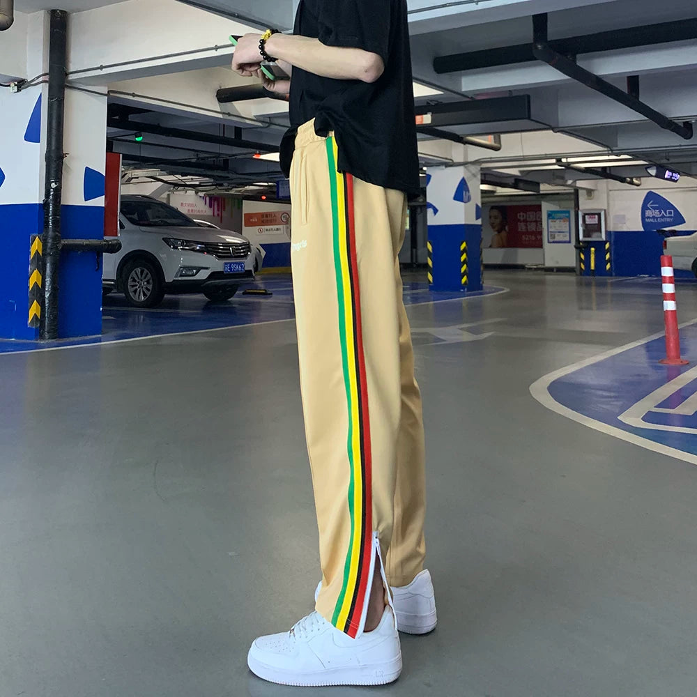 Palm Angels Style Rainbow Side Stripe Track Pants