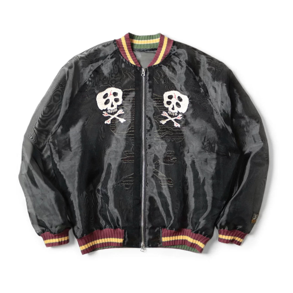 24SS KAPITAL Hirata Kazuhiro Japanese translucent silk skull embroidered sunscreen zipper jacket