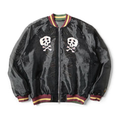 24SS KAPITAL Hirata Kazuhiro Japanese translucent silk skull embroidered sunscreen zipper jacket
