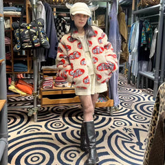 Justin Bieber's same KAPITAL Hirata and Hongri lamb fleece warm 8T6 patterned jacket