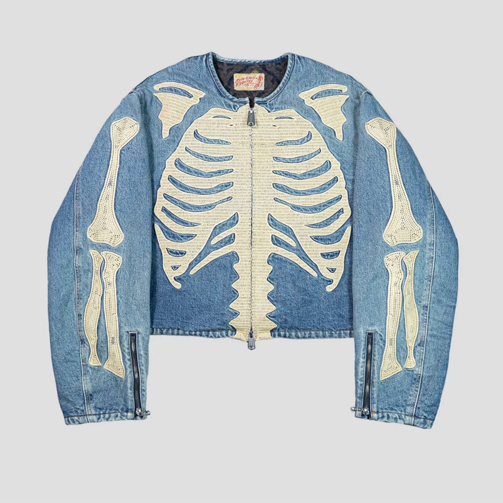 24SS KAPITAL Kazuhiro Hirata Double sided Denim Denim Heavy duty Bone Embroidered Loose Jacket Coat