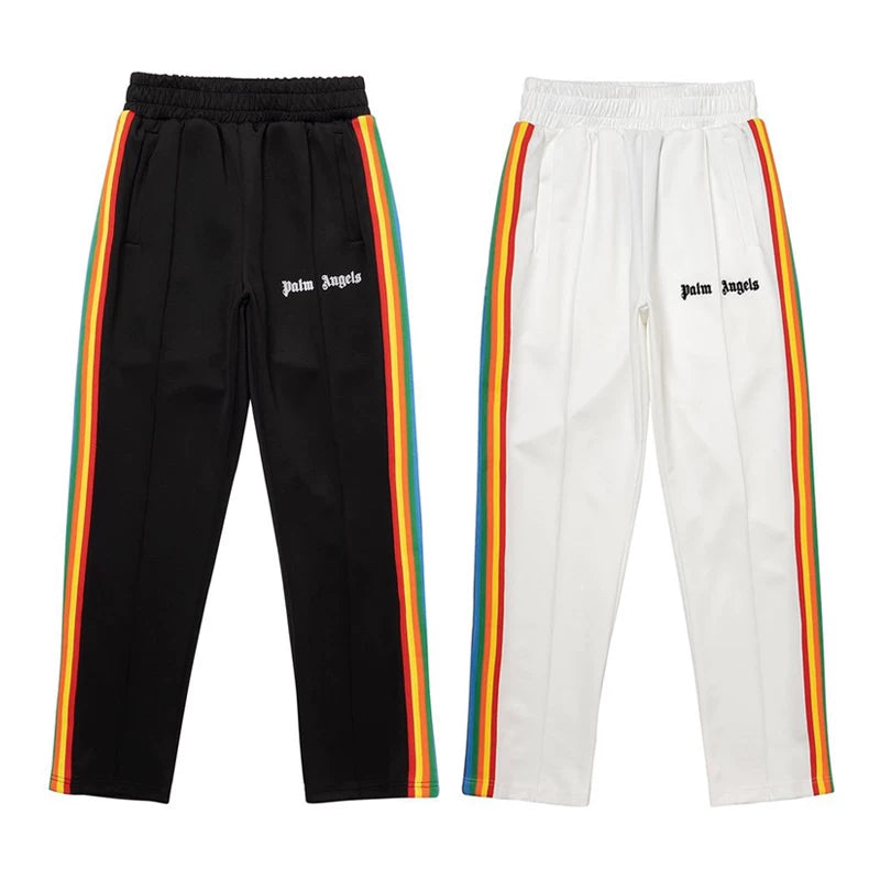 Palm Angels Style Rainbow Side Stripe Track Pants