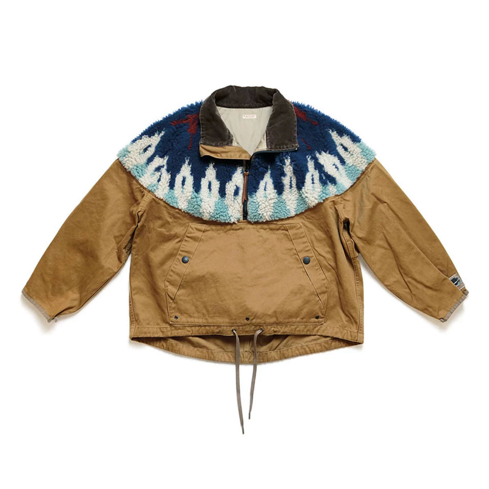 Zhong Chuxi's same KAPITAL Hirata and Hongri casual lamb wool patchwork workwear half high collar jacket