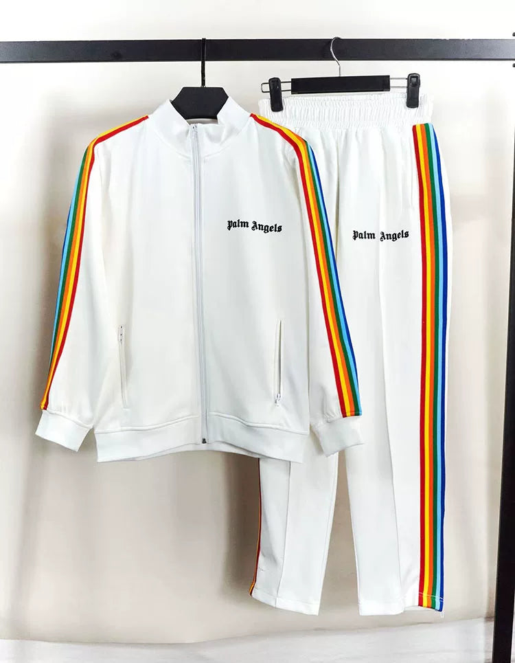 Palm Angels Style Rainbow Stripe Tracksuit Set