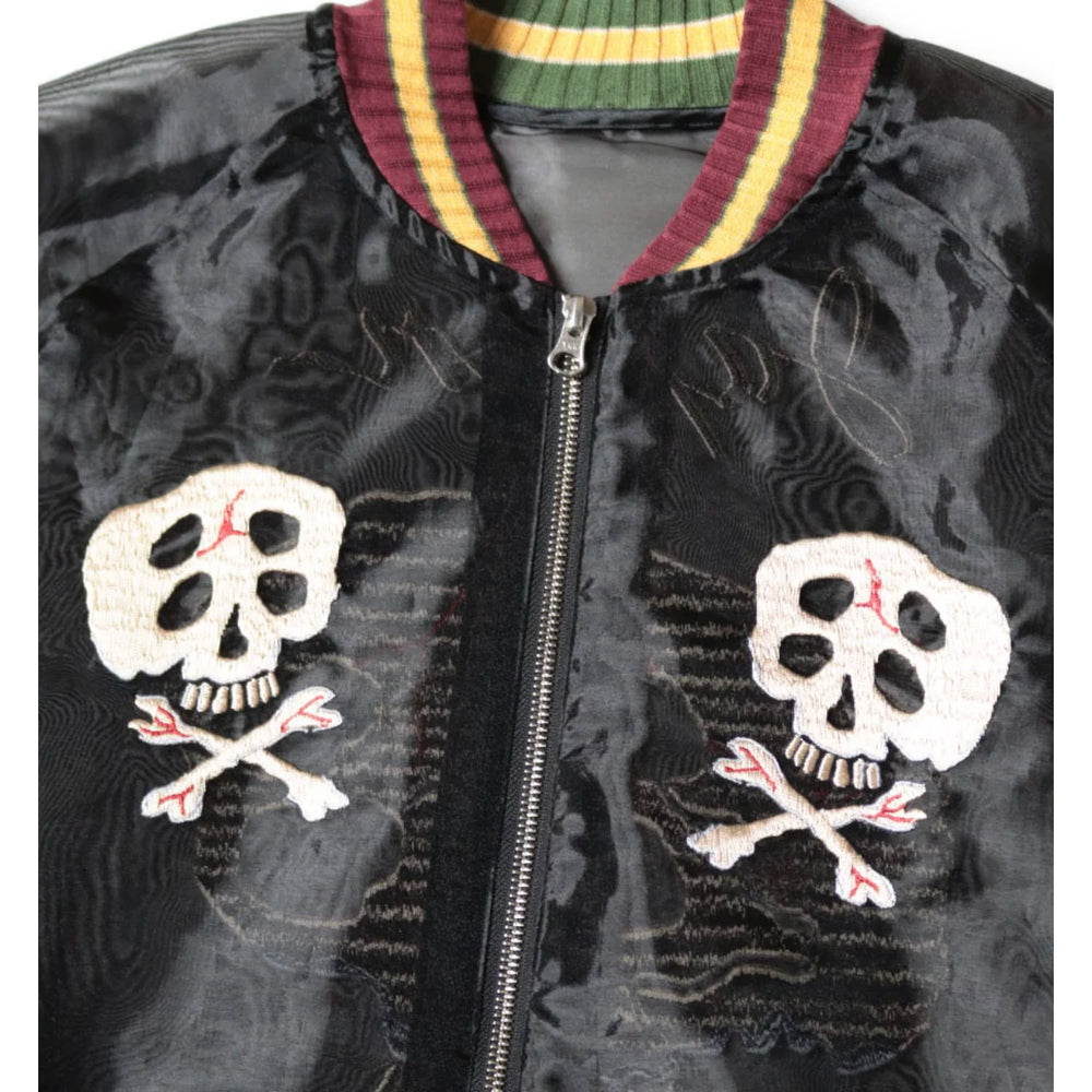 24SS KAPITAL Hirata Kazuhiro Japanese translucent silk skull embroidered sunscreen zipper jacket
