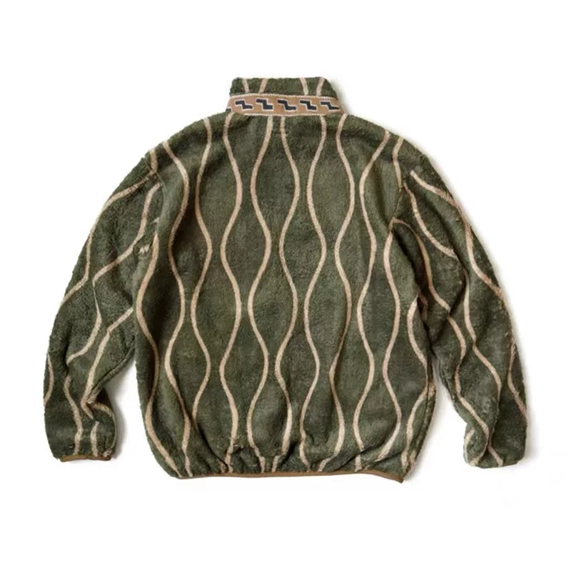 23AW KAPITAL Hirata and Hongri Tangcao fleece wavy striped fleece zipper jacket jacket