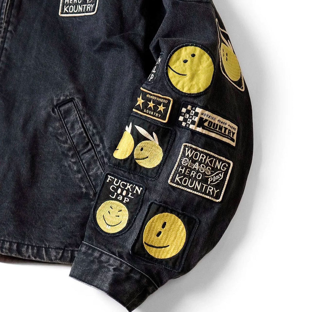 24SS KAPITAL Hirata and Hongri style denim patch embroidery distressed detachable lining jacket jacket jacket