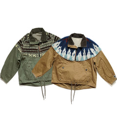 Zhong Chuxi's same KAPITAL Hirata and Hongri casual lamb wool patchwork workwear half high collar jacket