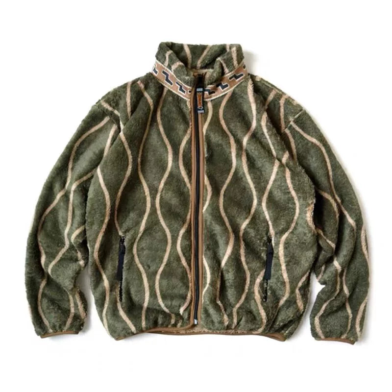 23AW KAPITAL Hirata and Hongri Tangcao fleece wavy striped fleece zipper jacket jacket