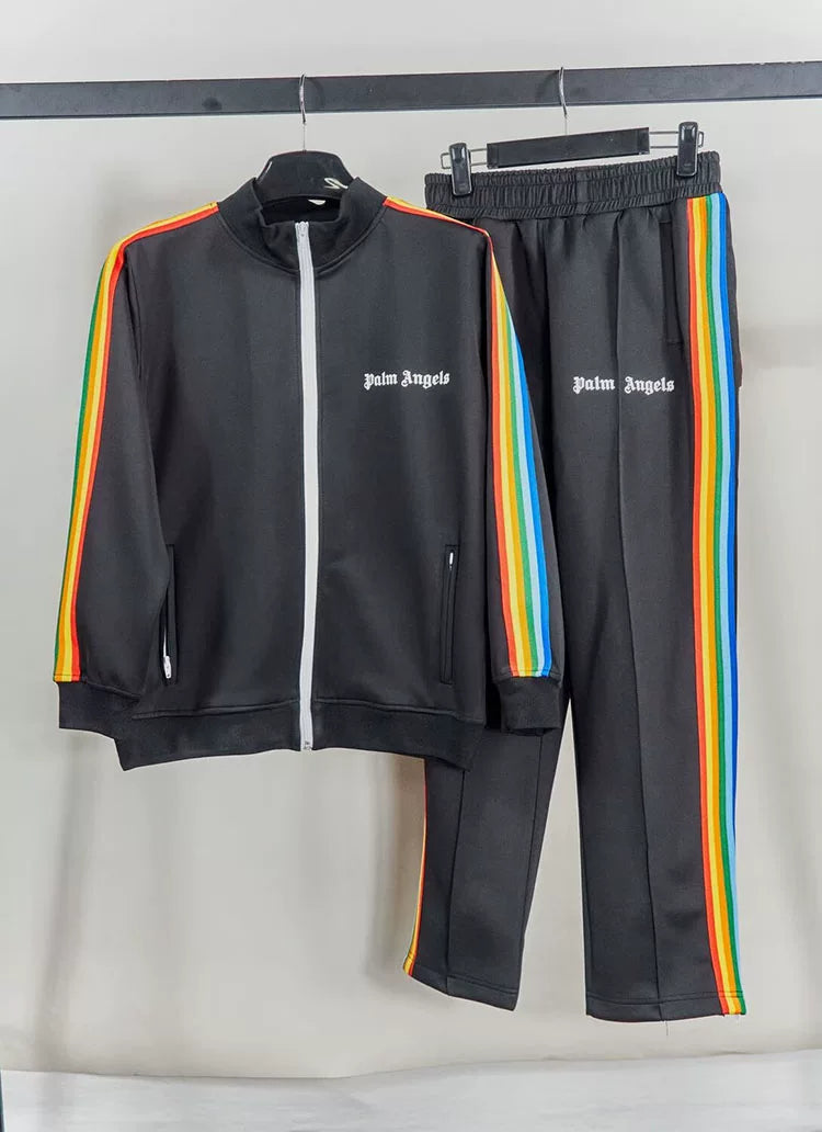 Palm Angels Style Rainbow Stripe Tracksuit Set