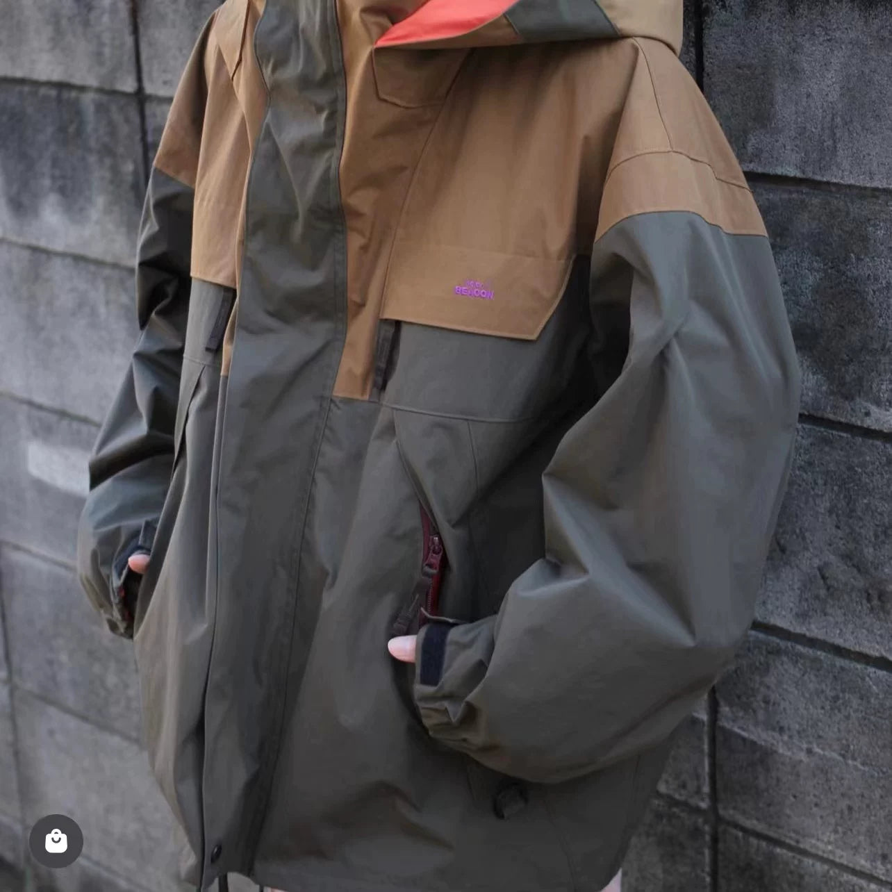23SS KOLOR Abe Run One Color Japanese Splicing Waterproof Splicing Skill Stormtrooper Jacket Hooded Jacket