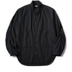 25AW KAPITAL Hirata and Hongri casual cotton and linen double bag irregular breasted loose long sleeved shirt