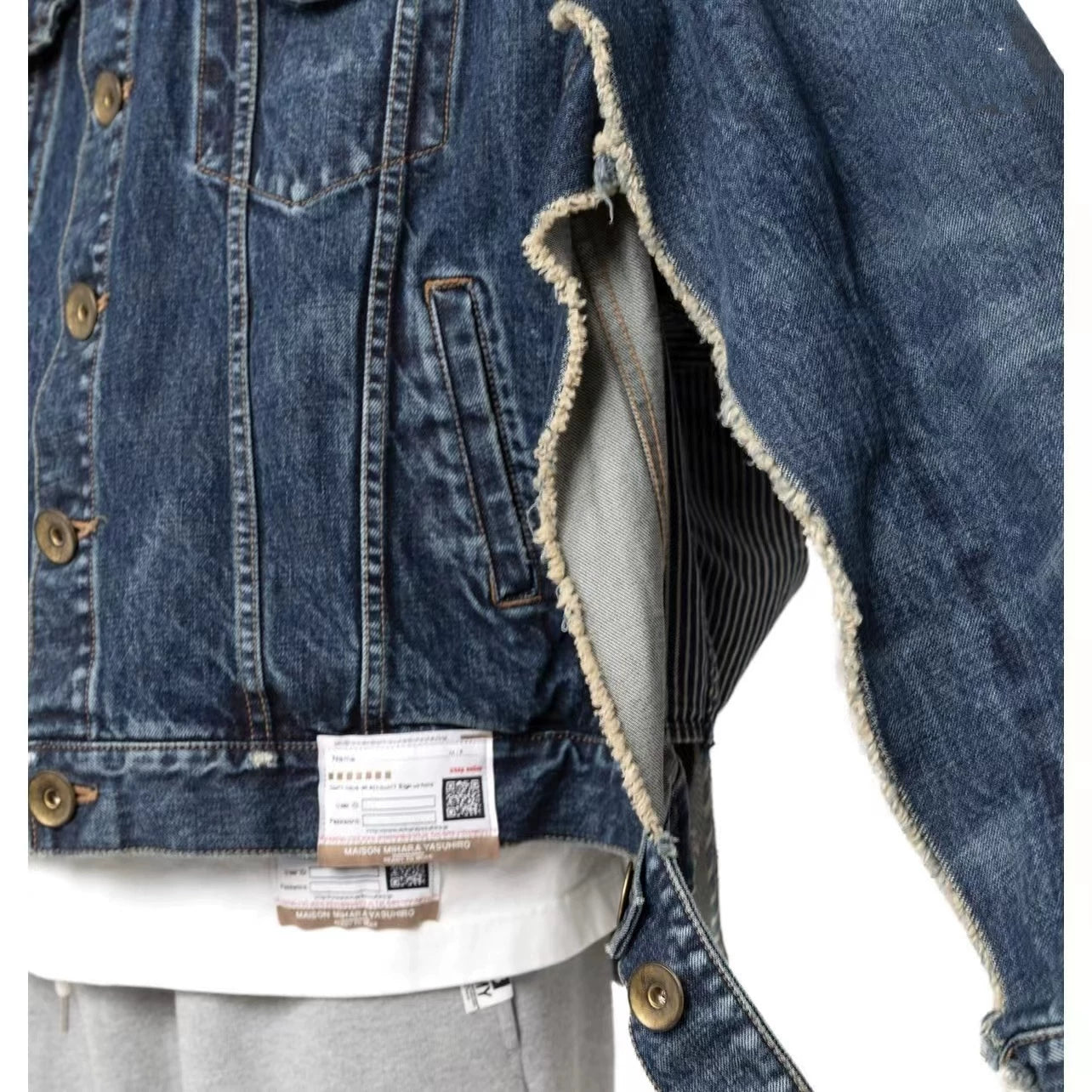 Sanyuan Kangyu made old cotton patchwork denim jacket, Japanese casual long sleeved jacket, blue loose thick style