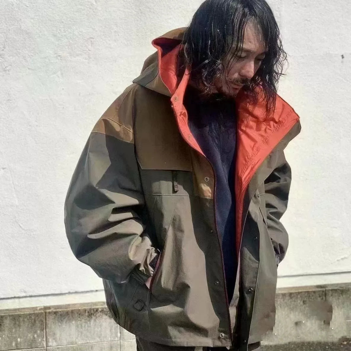 23SS KOLOR Abe Run One Color Japanese Splicing Waterproof Splicing Skill Stormtrooper Jacket Hooded Jacket