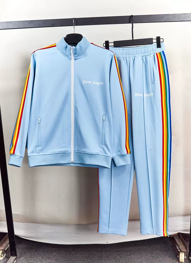 Palm Angels Style Rainbow Stripe Tracksuit Set