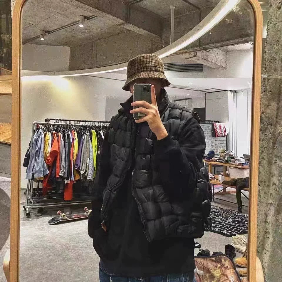21AW KAPITAL Hirata Kazuhiro two-color cotton warm double-sided high collar woven vest cotton vest
