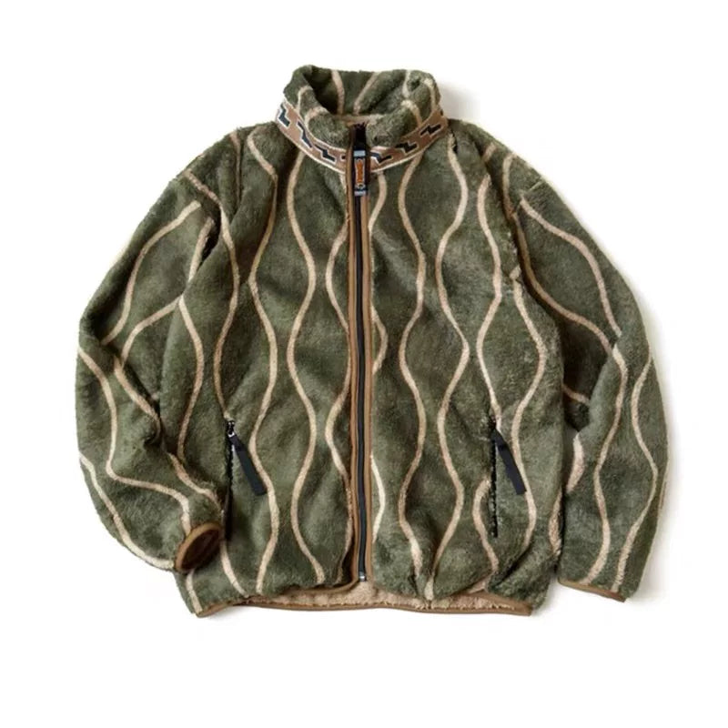 23AW KAPITAL Hirata and Hongri Tangcao fleece wavy striped fleece zipper jacket jacket