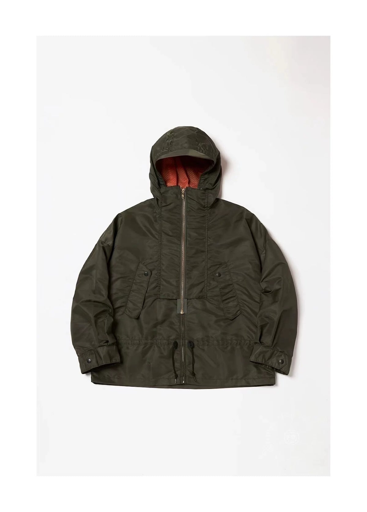 23SS KOLOR Abe Run One Day Series Two Color Nylon Waterproof Double Zipper Loose Hooded Long Sleeve Hoodie