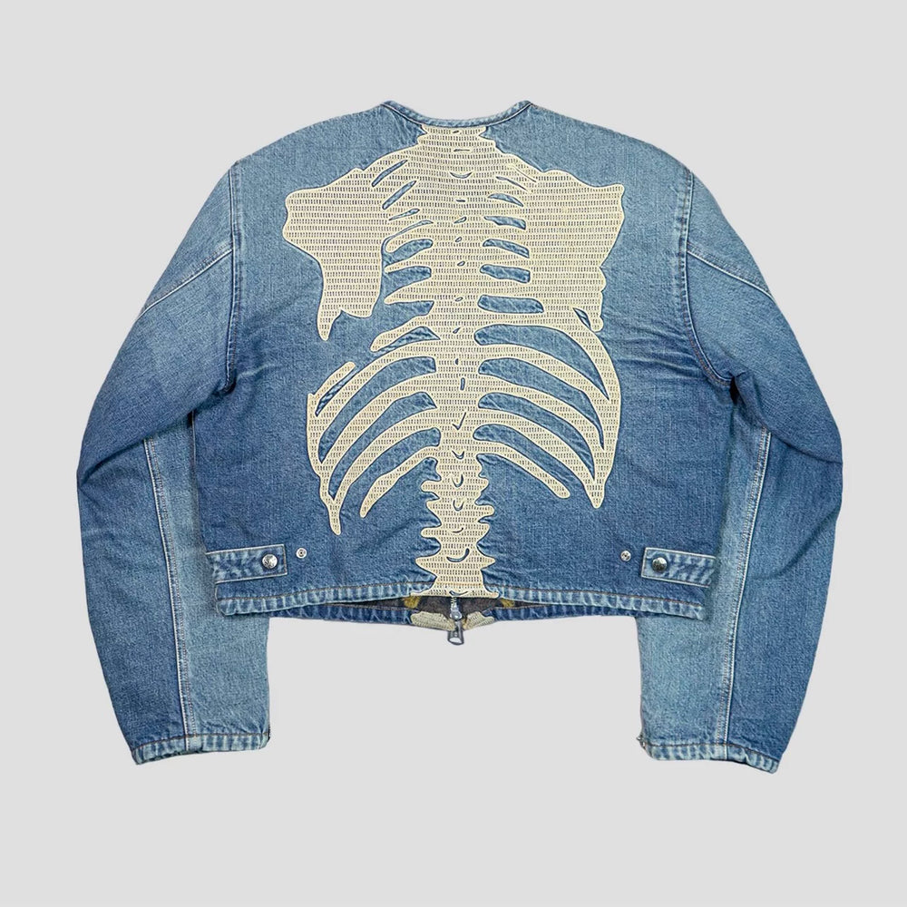 24SS KAPITAL Kazuhiro Hirata Double sided Denim Denim Heavy duty Bone Embroidered Loose Jacket Coat