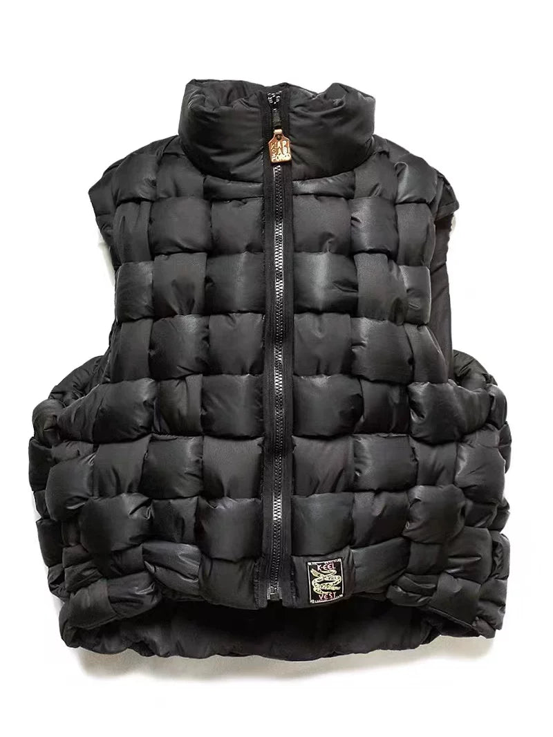 21AW KAPITAL Hirata Kazuhiro two-color cotton warm double-sided high collar woven vest cotton vest