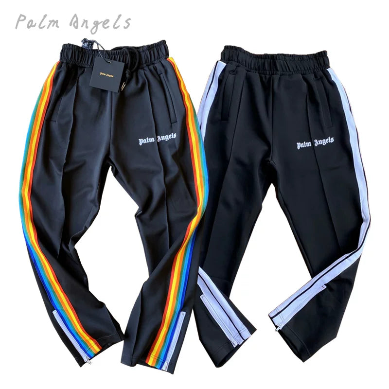 Palm Angels Style Rainbow Side Stripe Track Pants