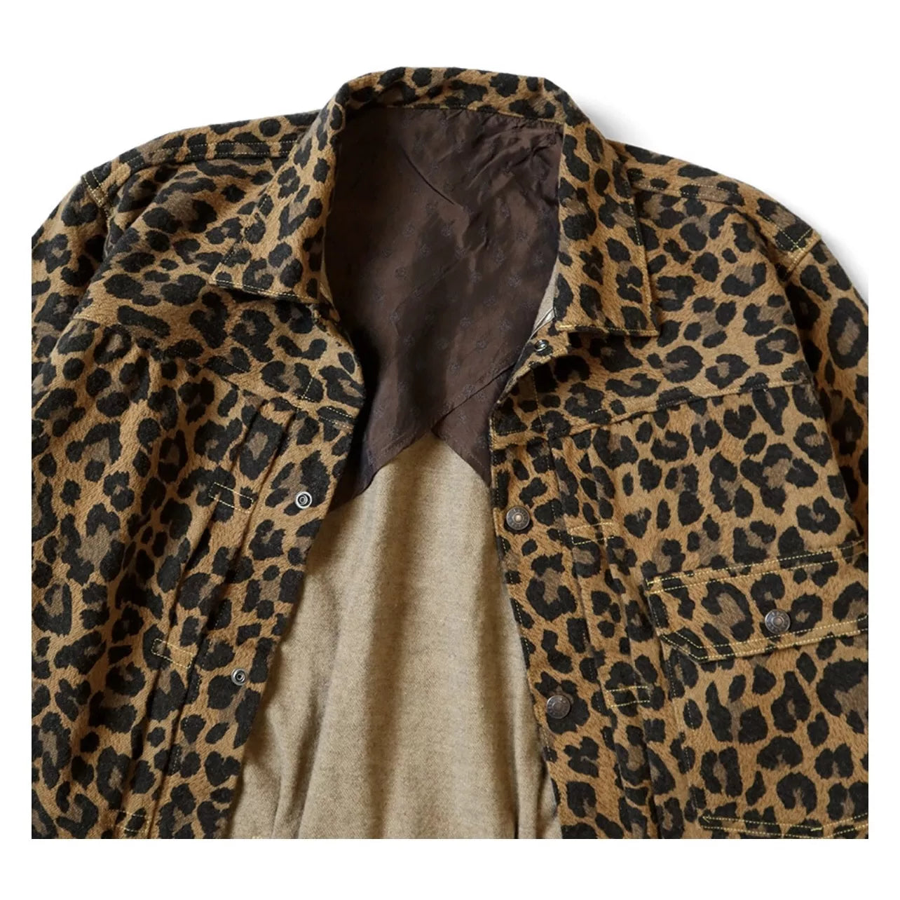 25AW KAPITAL HH Hirata and Hongri leopard print two pocket workwear casual lapel jacket jacket