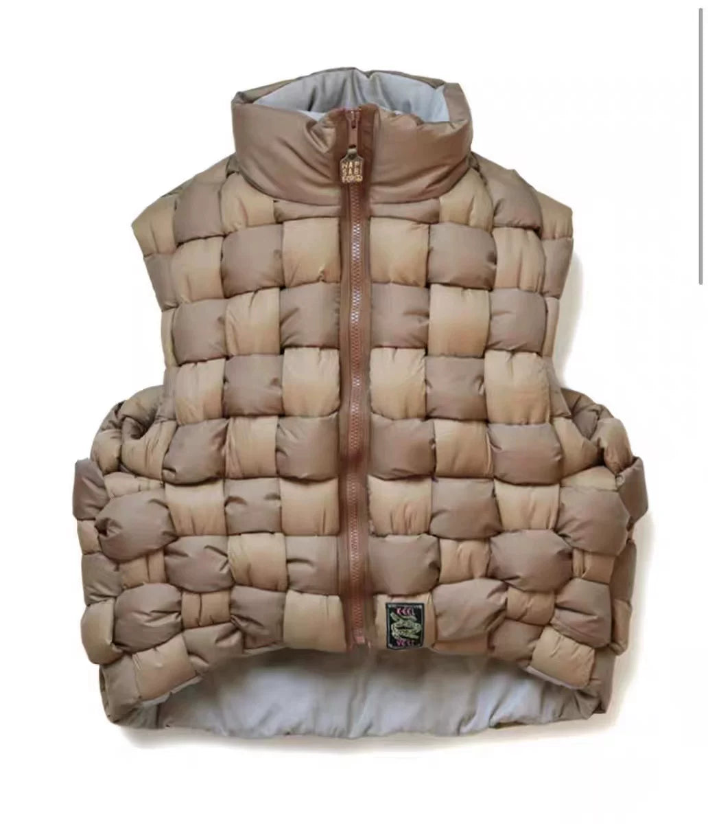 21AW KAPITAL Hirata Kazuhiro two-color cotton warm double-sided high collar woven vest cotton vest