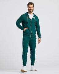 Deep Emerald Fleece French Terry Zip Hoodie