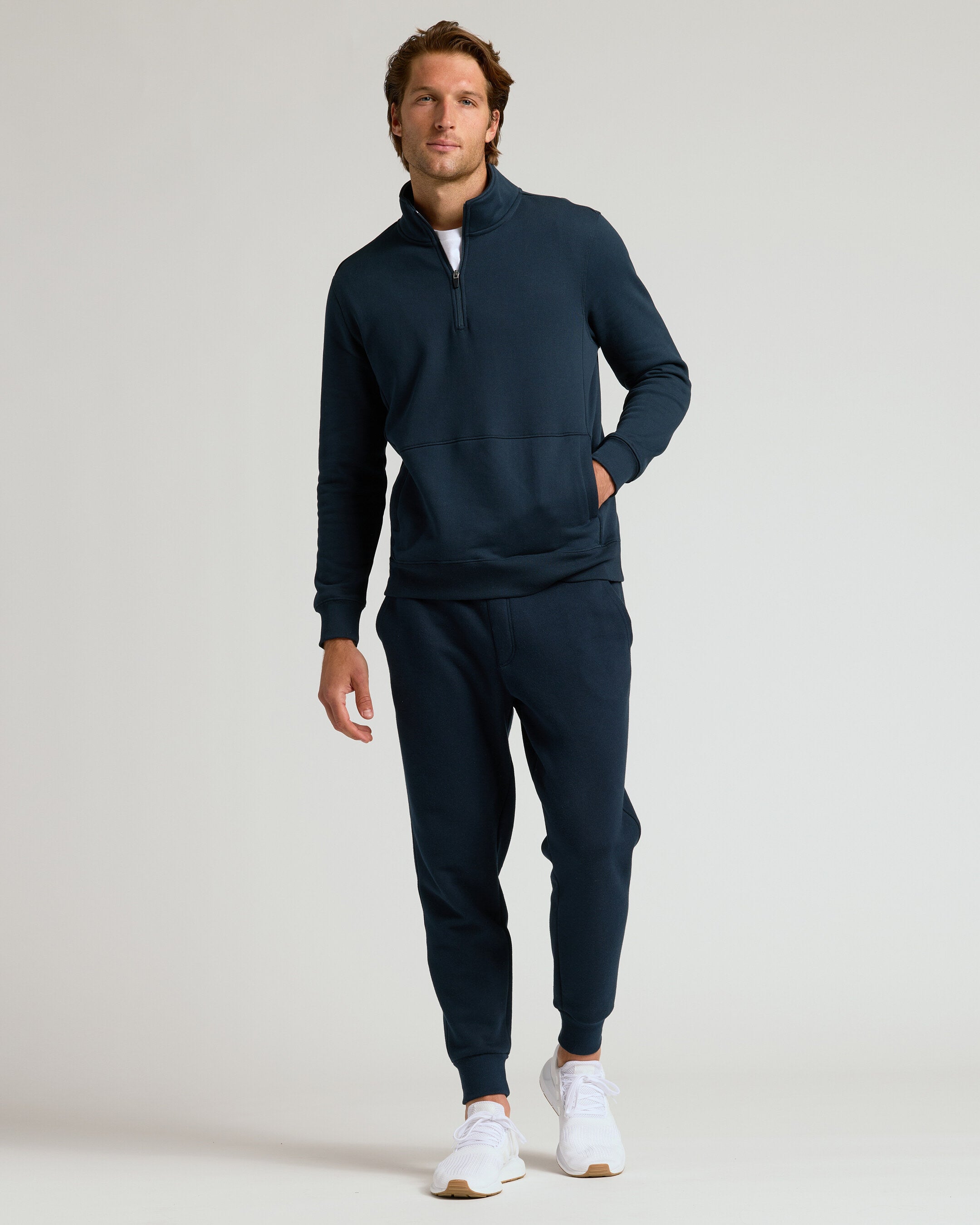 Navy Quarter Zip Fleece Sweatshirt