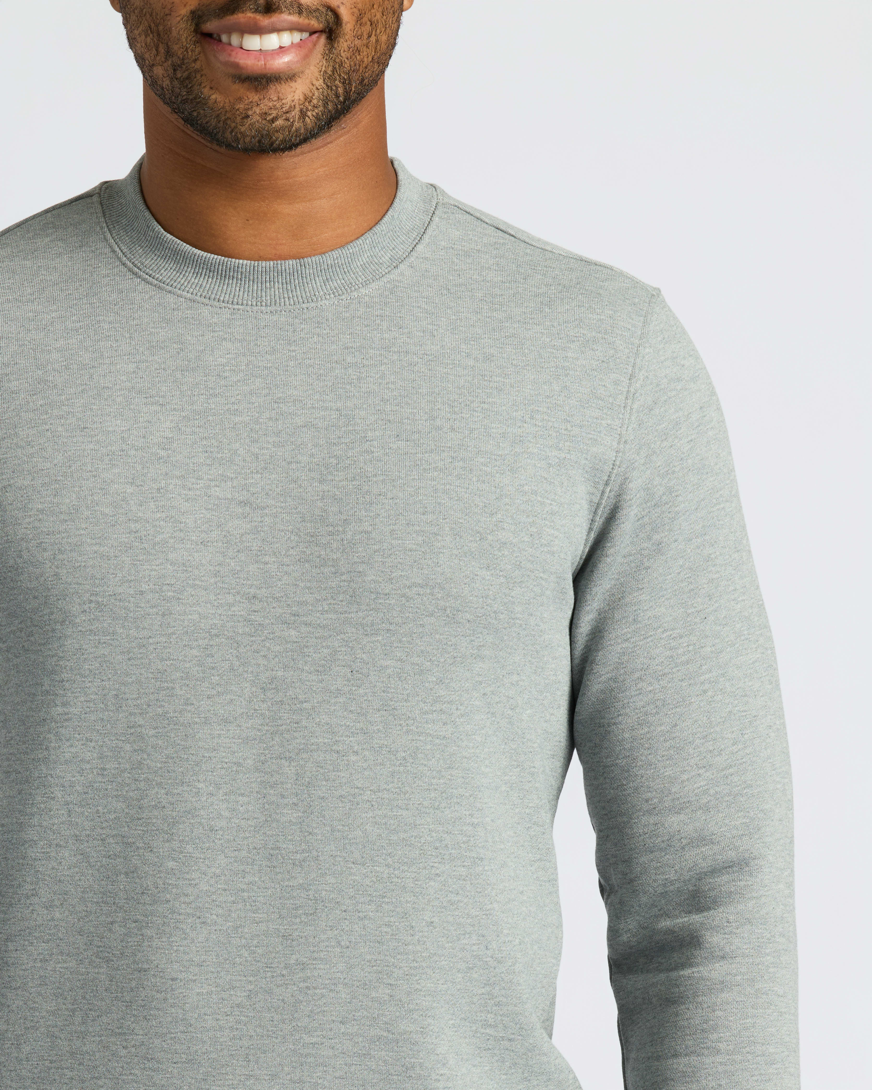 Heather Gray Fleece French Terry Pullover Crew Neck
